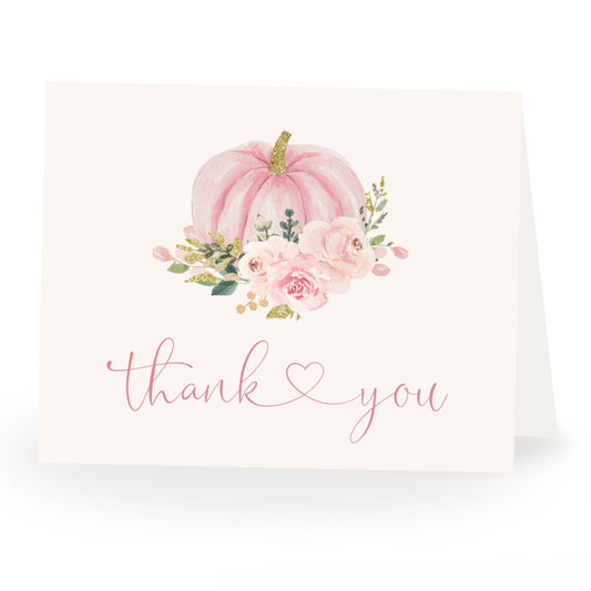 Painted Pumpkin Pink Baby Shower Thank You Card