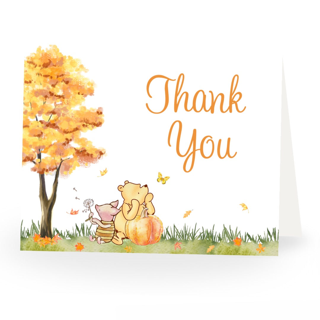 Autumn Winnie Baby Shower Thank You Card