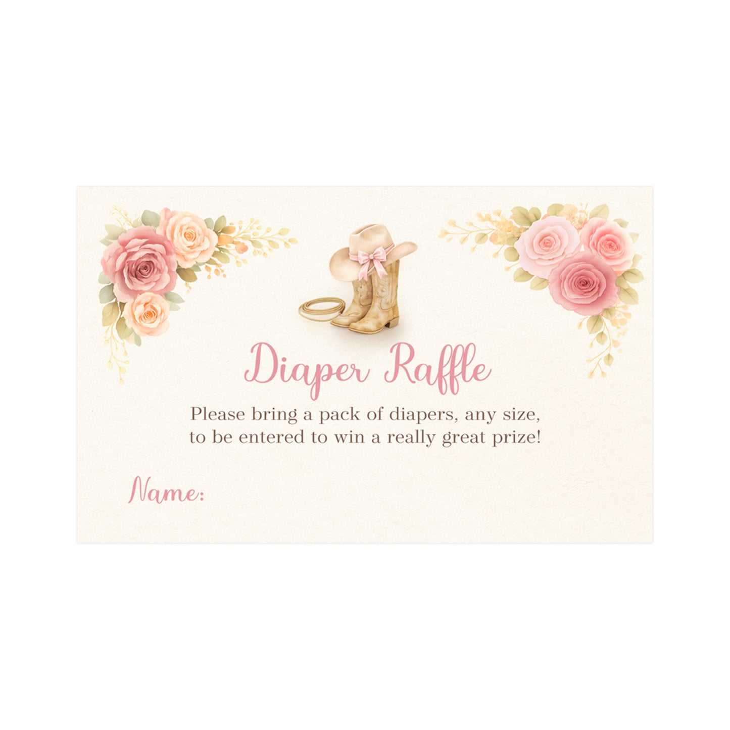Cowgirl Diaper Raffle Tickets