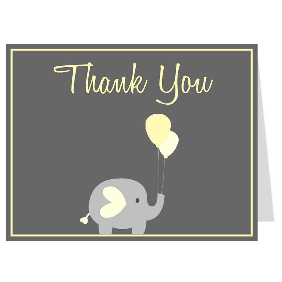 Elephant Balloon Thank You Card