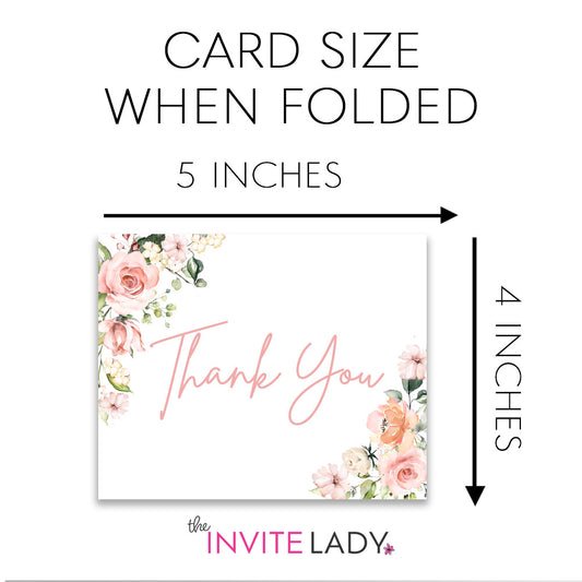 It's A Girl Pink & Green Floral Thank You Card