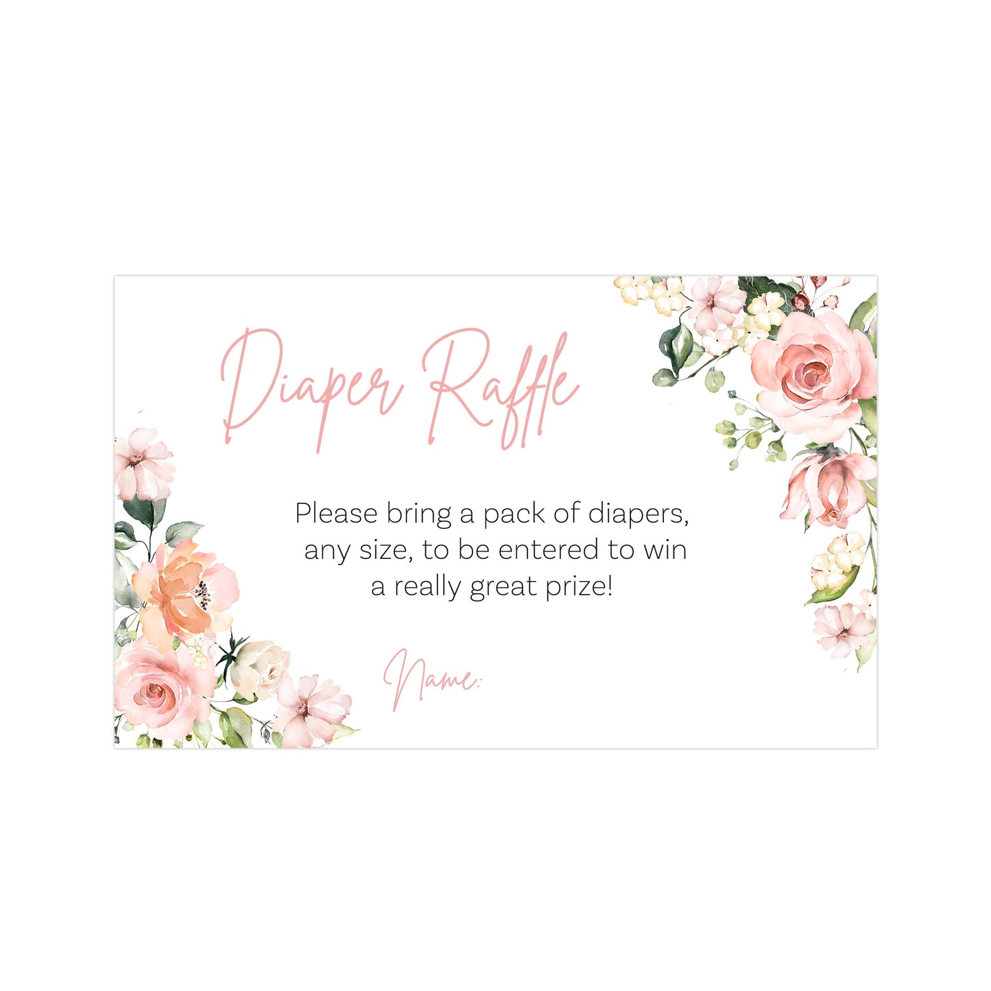It's A Girl Pink and Green Floral Diaper Insert Card