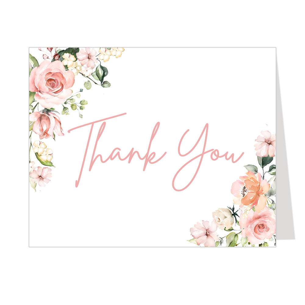 It's A Girl Pink & Green Floral Thank You Card