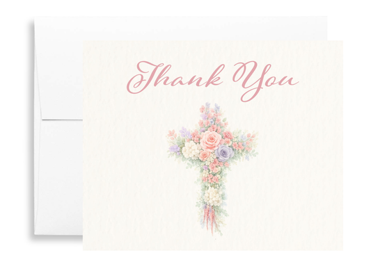 Watercolor Cross Thank You Card