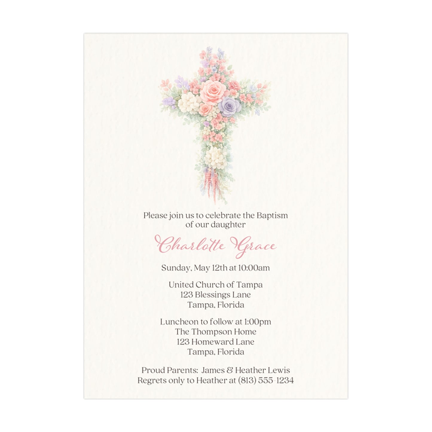 Watercolor Cross Invitation