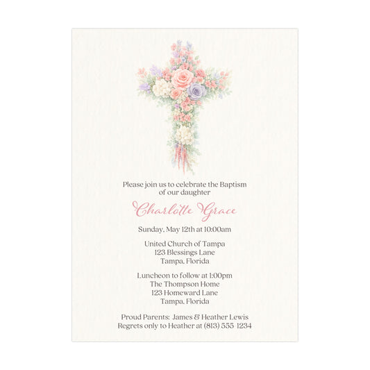 Watercolor Cross Invitation