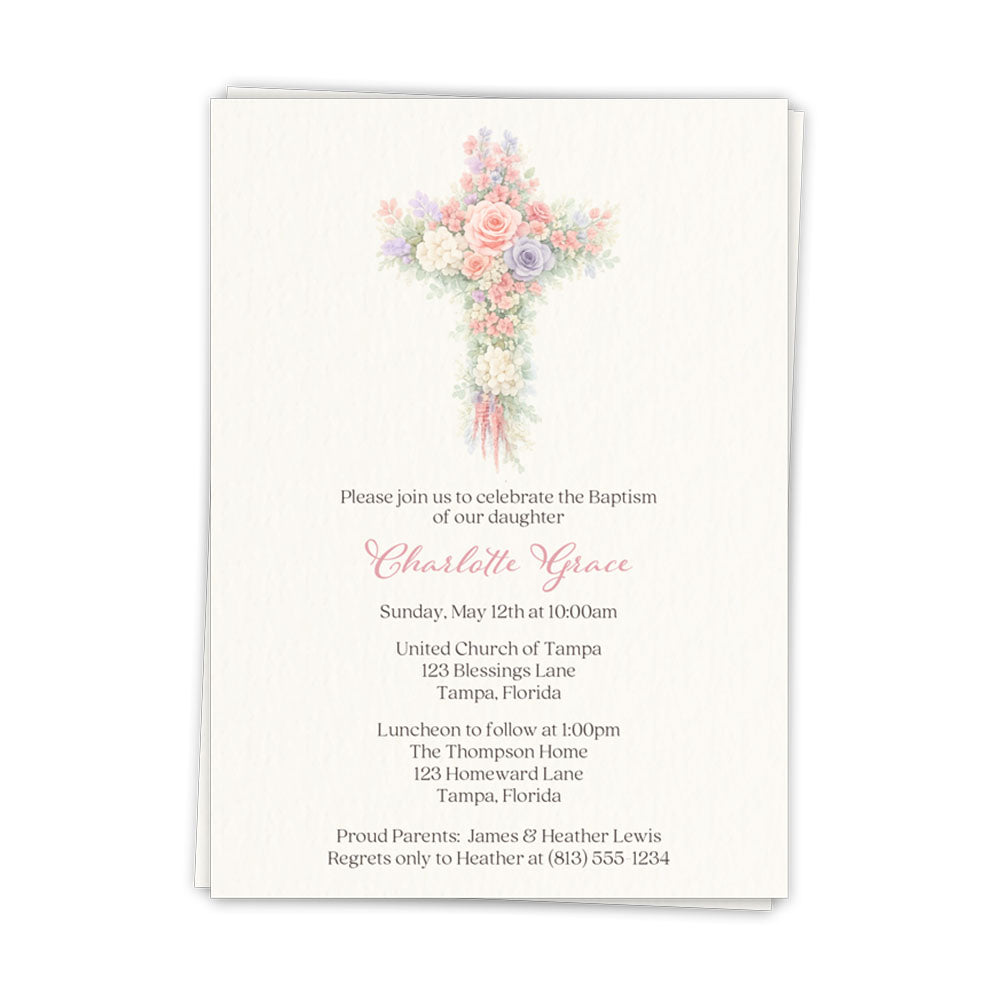 Watercolor Cross Invitation