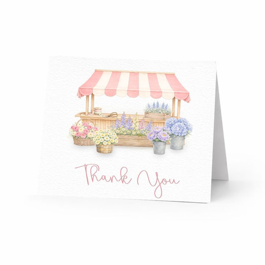She's Fresh Off the Market Flower Cart Bridal Thank You Cards