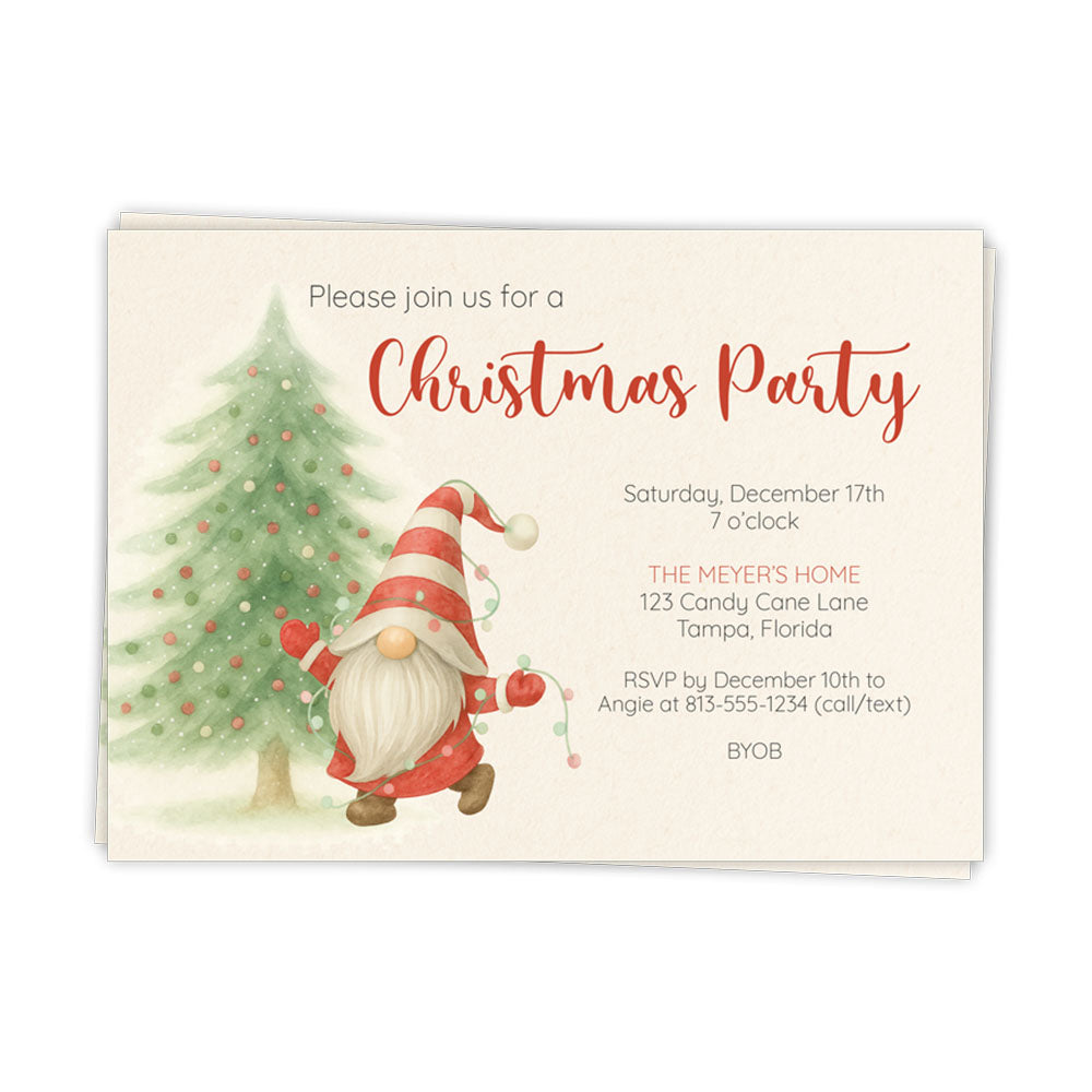 Gnome Holiday Party Invitation