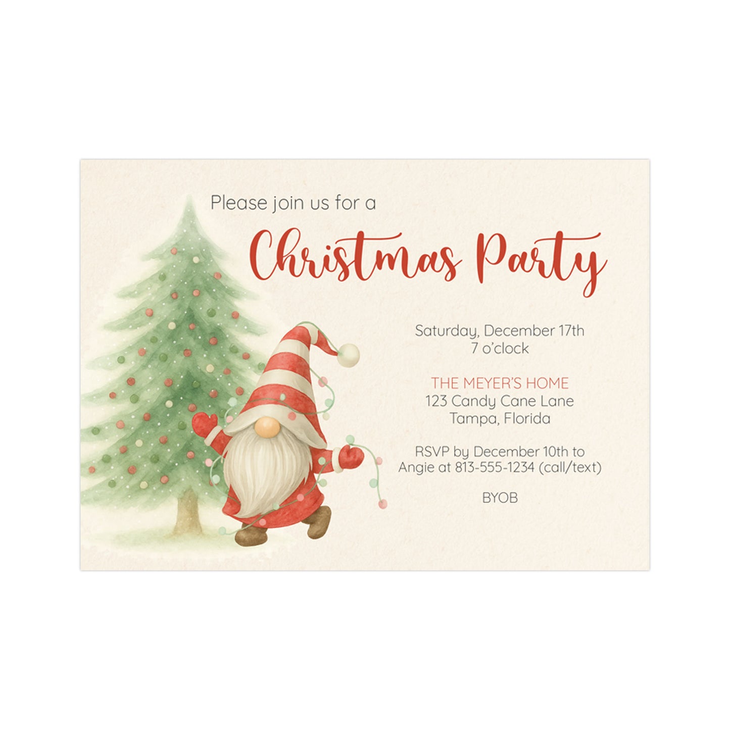 Gnome Holiday Party Invitation