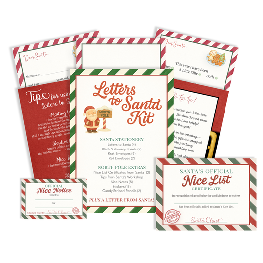 Letters to Santa Kit – Christmas Cards for Kids with Stickers, Pencils & Nice Notices | Made in USA | 26-Piece Set