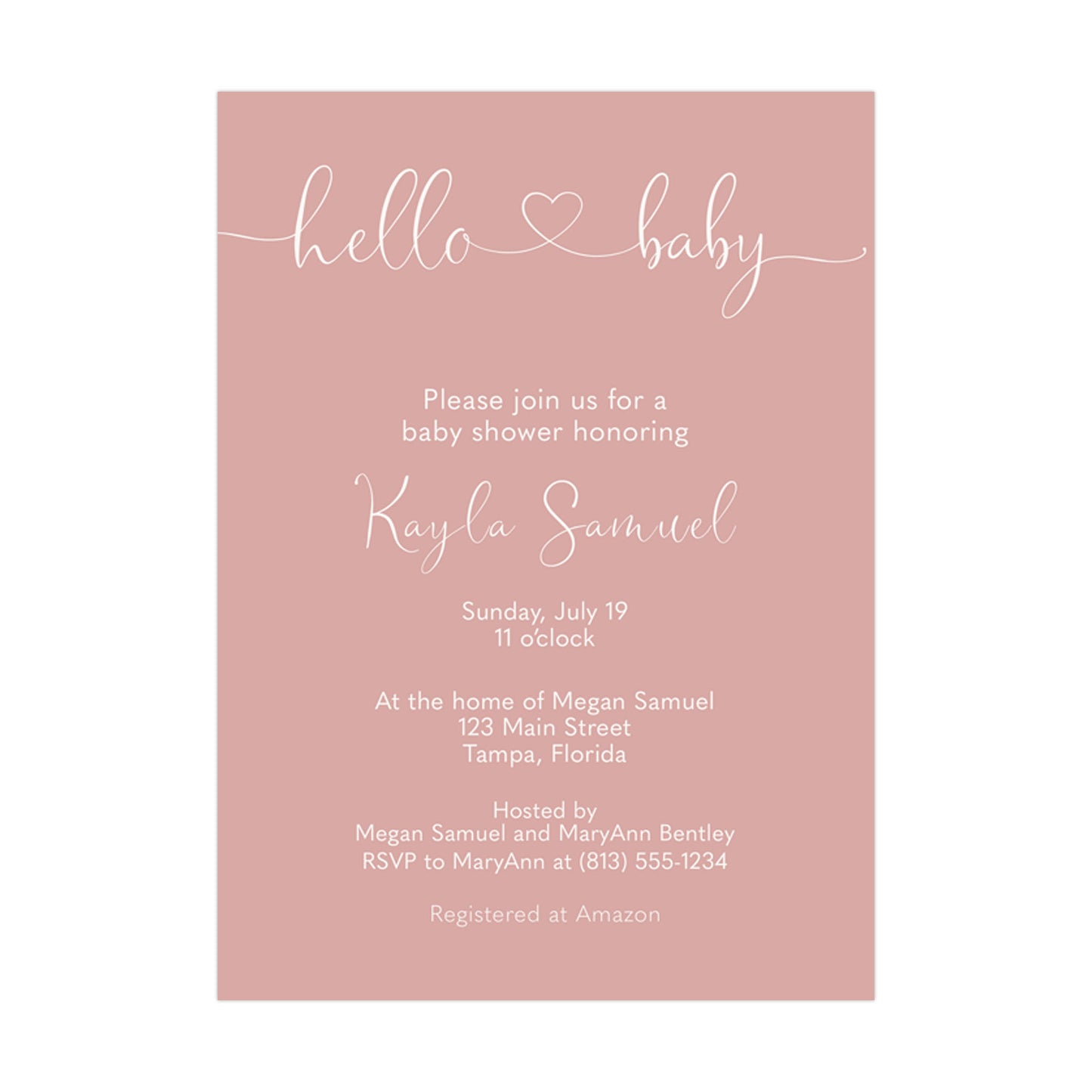 Hello Baby Girl Shower Invitation