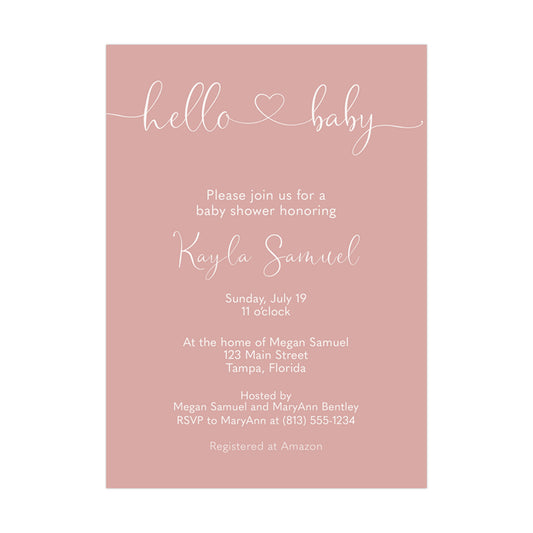 Hello Baby Girl Shower Invitation