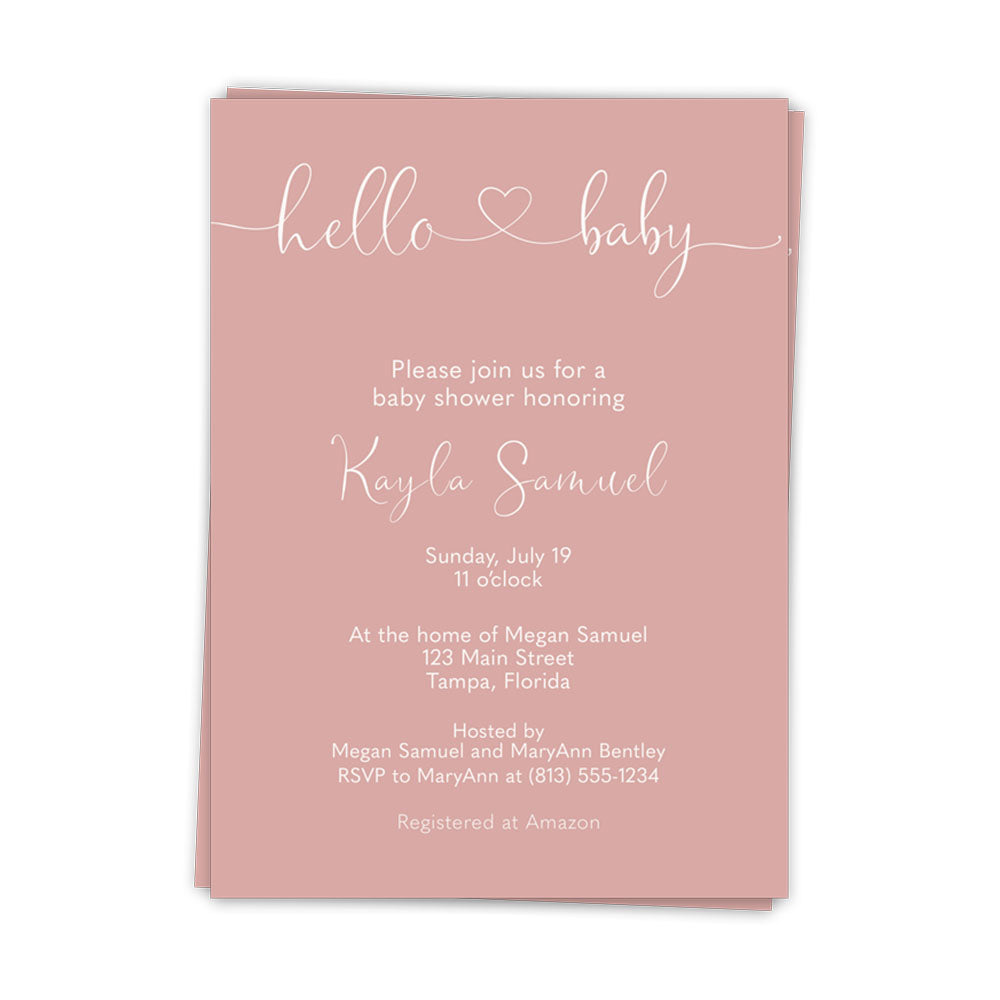 Hello Baby Girl Shower Invitation