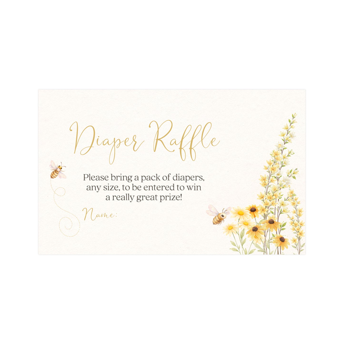 Honey Bee Diaper Raffle Ticket