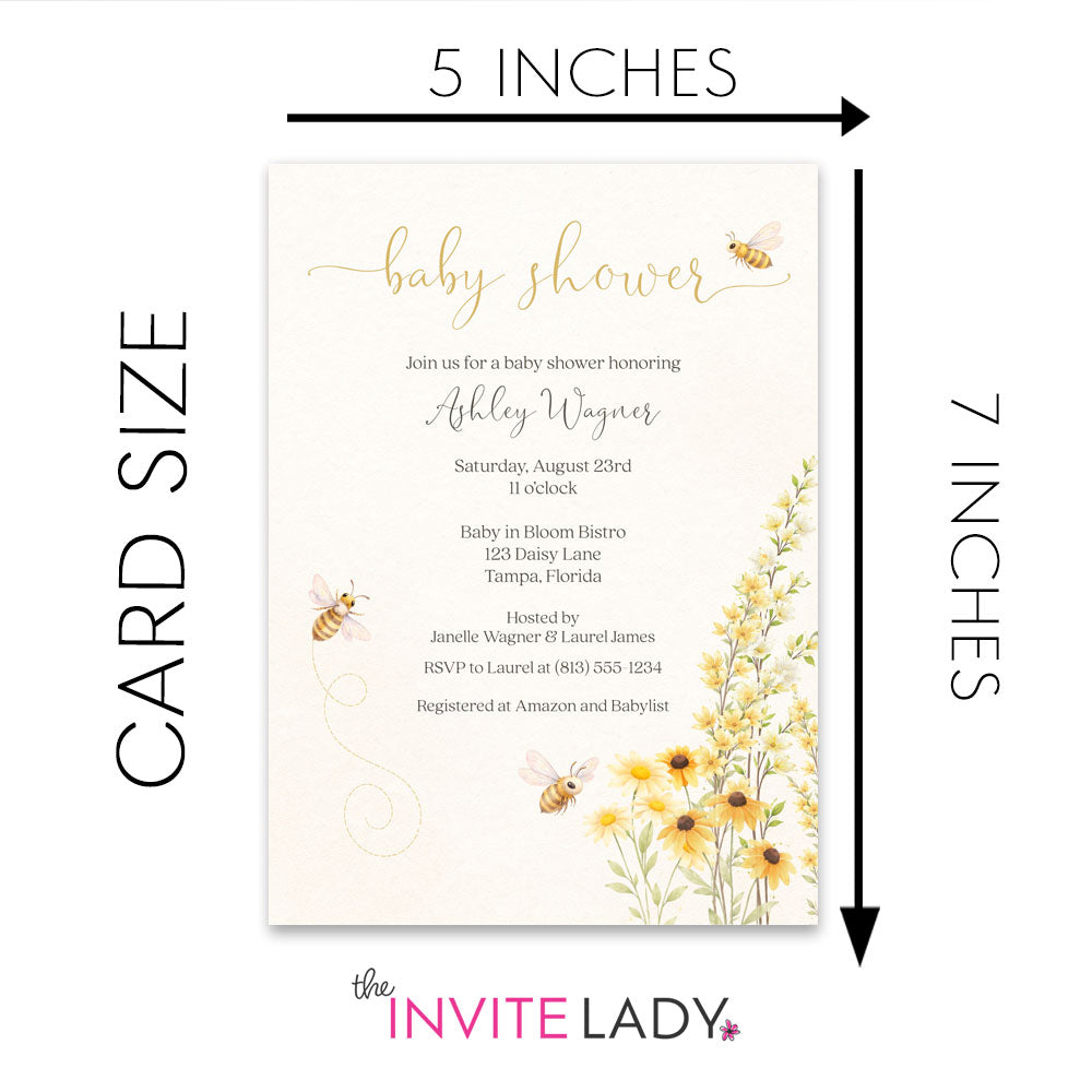 Honeybee Baby Shower Invitation