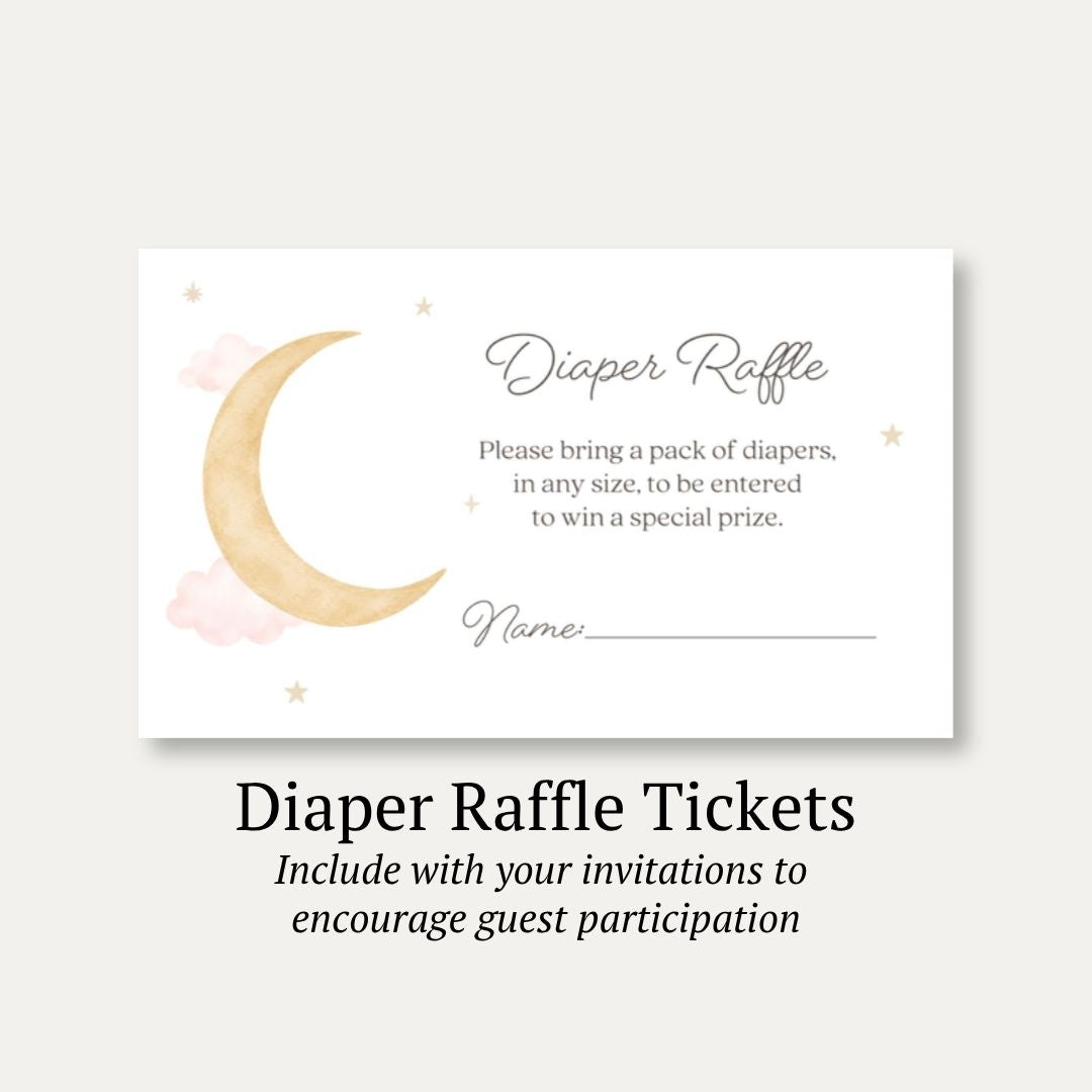Over the Moon Girl Diaper Raffle Ticket