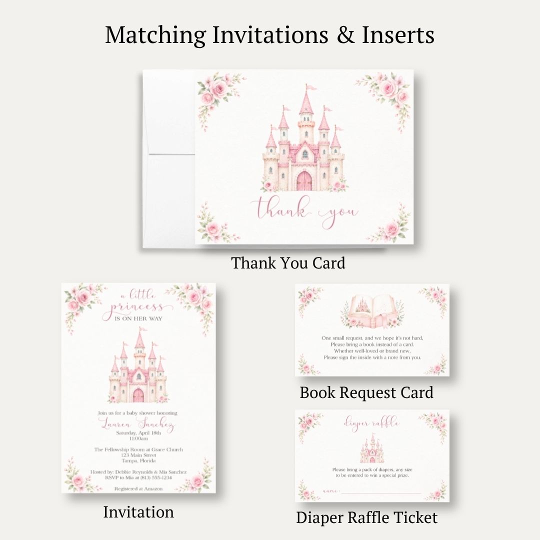 Pretty Princess Baby Shower Thank You Card