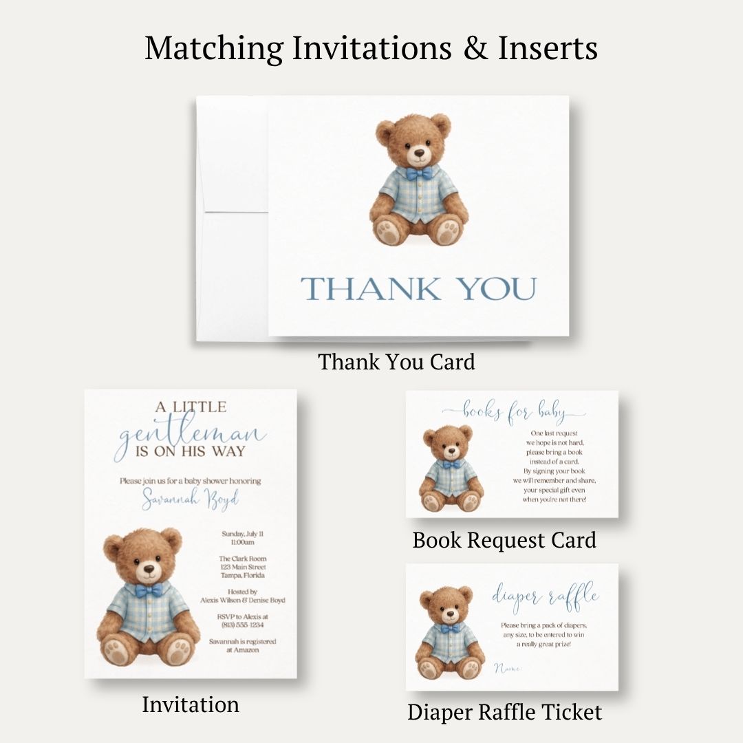 A Little Gentleman Baby Shower Thank You Card