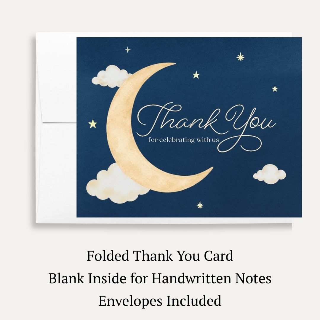Over the Moon Baby Shower Thank You Card