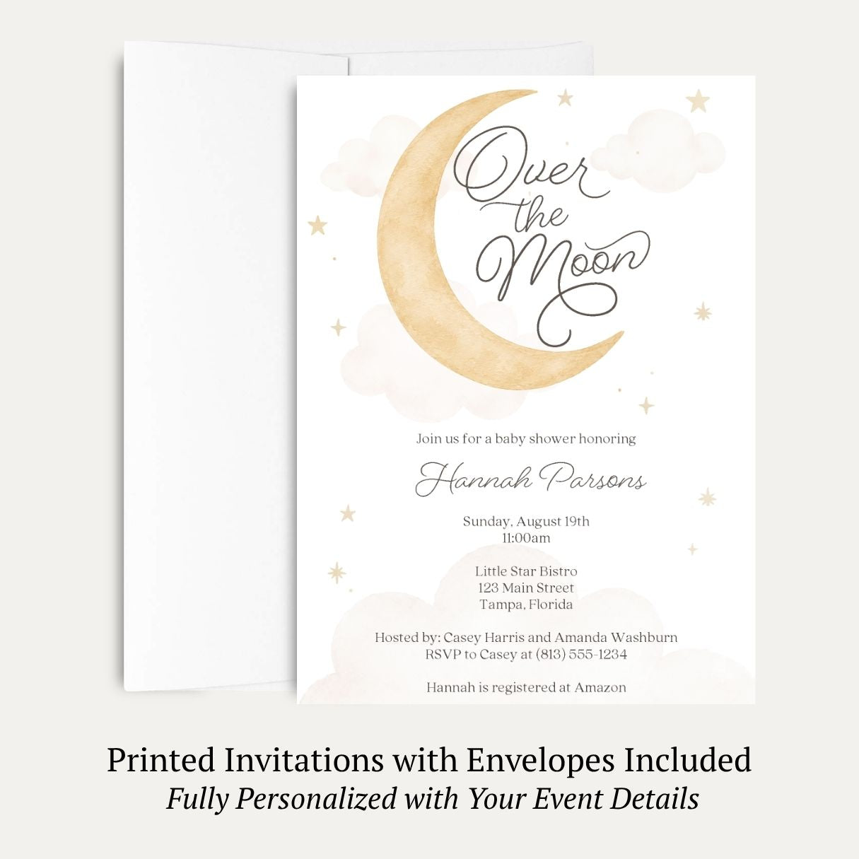 Over the Moon Neutral Baby Shower Invitations