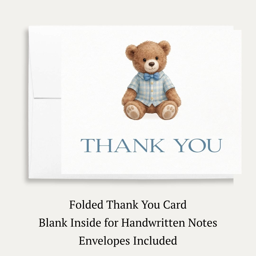 A Little Gentleman Baby Shower Thank You Card