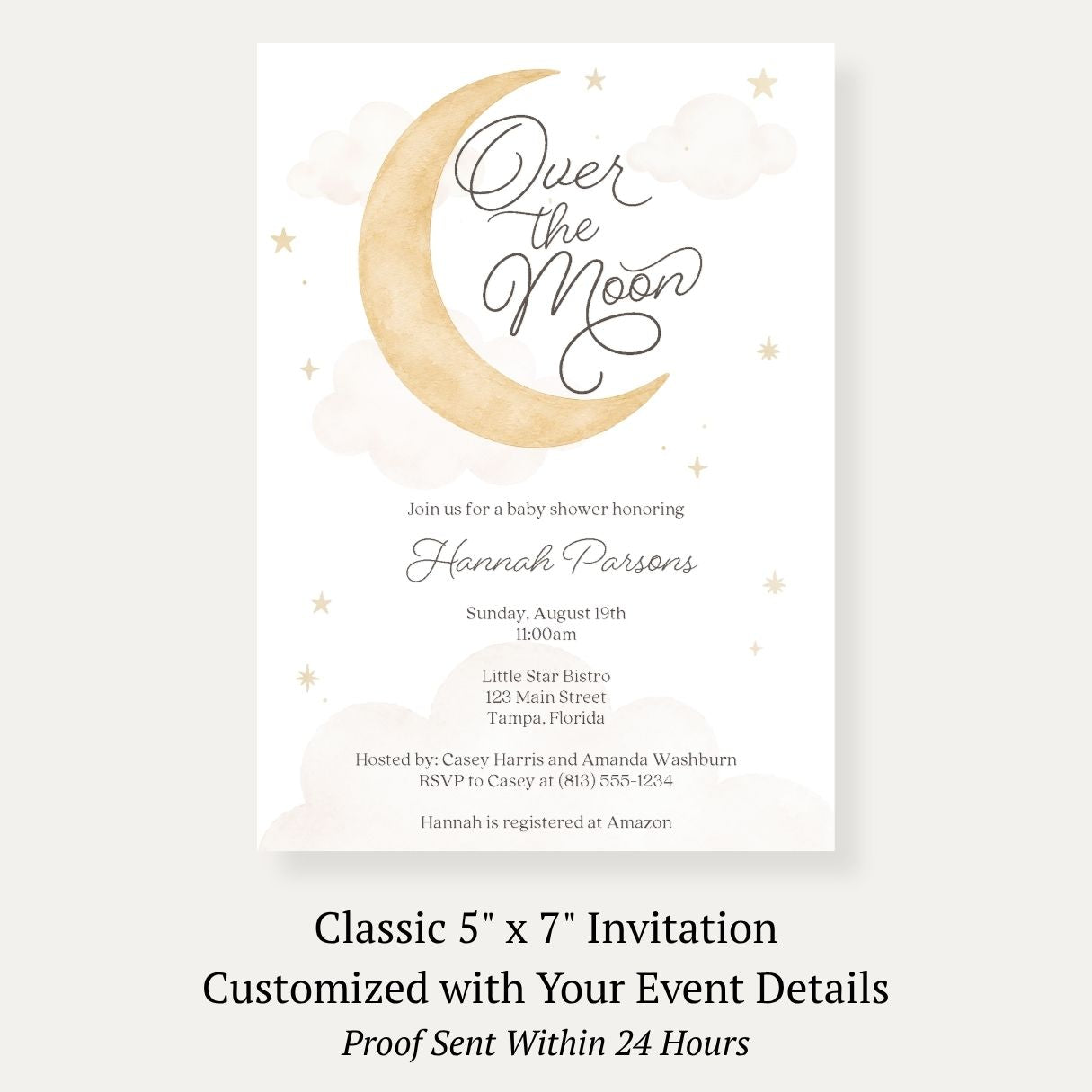 Over the Moon Neutral Baby Shower Invitations