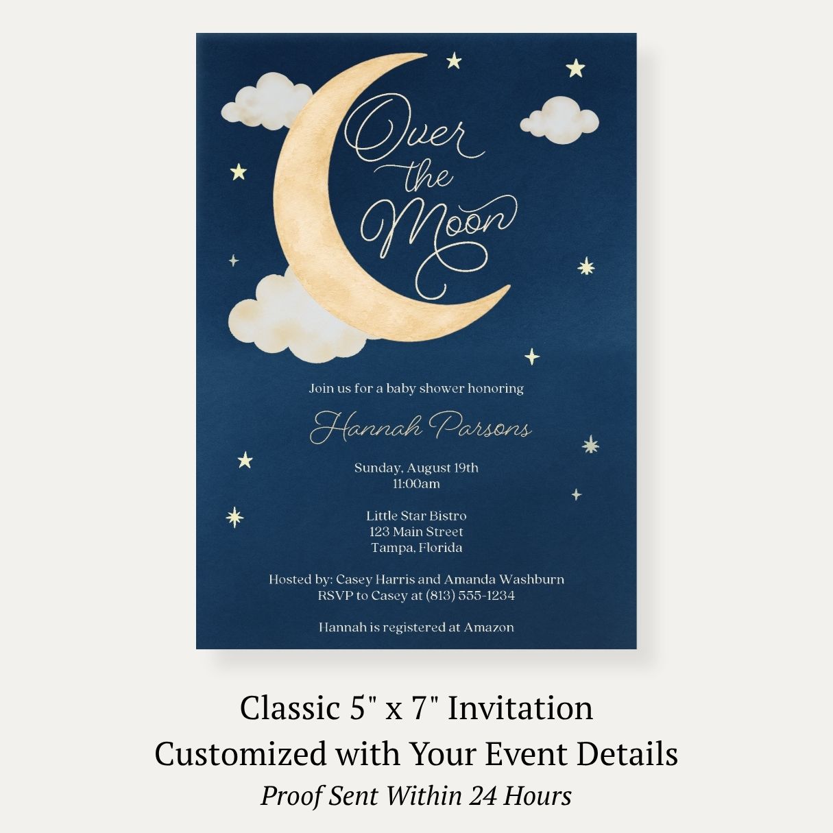 Over the Moon Baby Shower Invitation