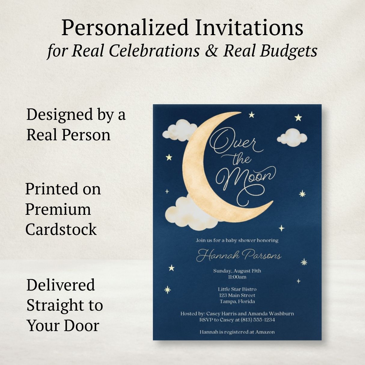 Over the Moon Baby Shower Invitation