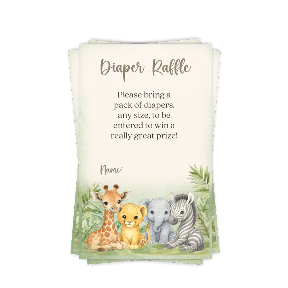 Watercolor Safari Diaper Raffle Ticket
