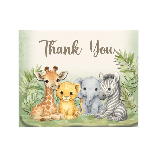 Watercolor Safari Animals Thank You Card