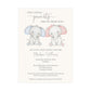 Twin Elephant Baby Shower Invitation