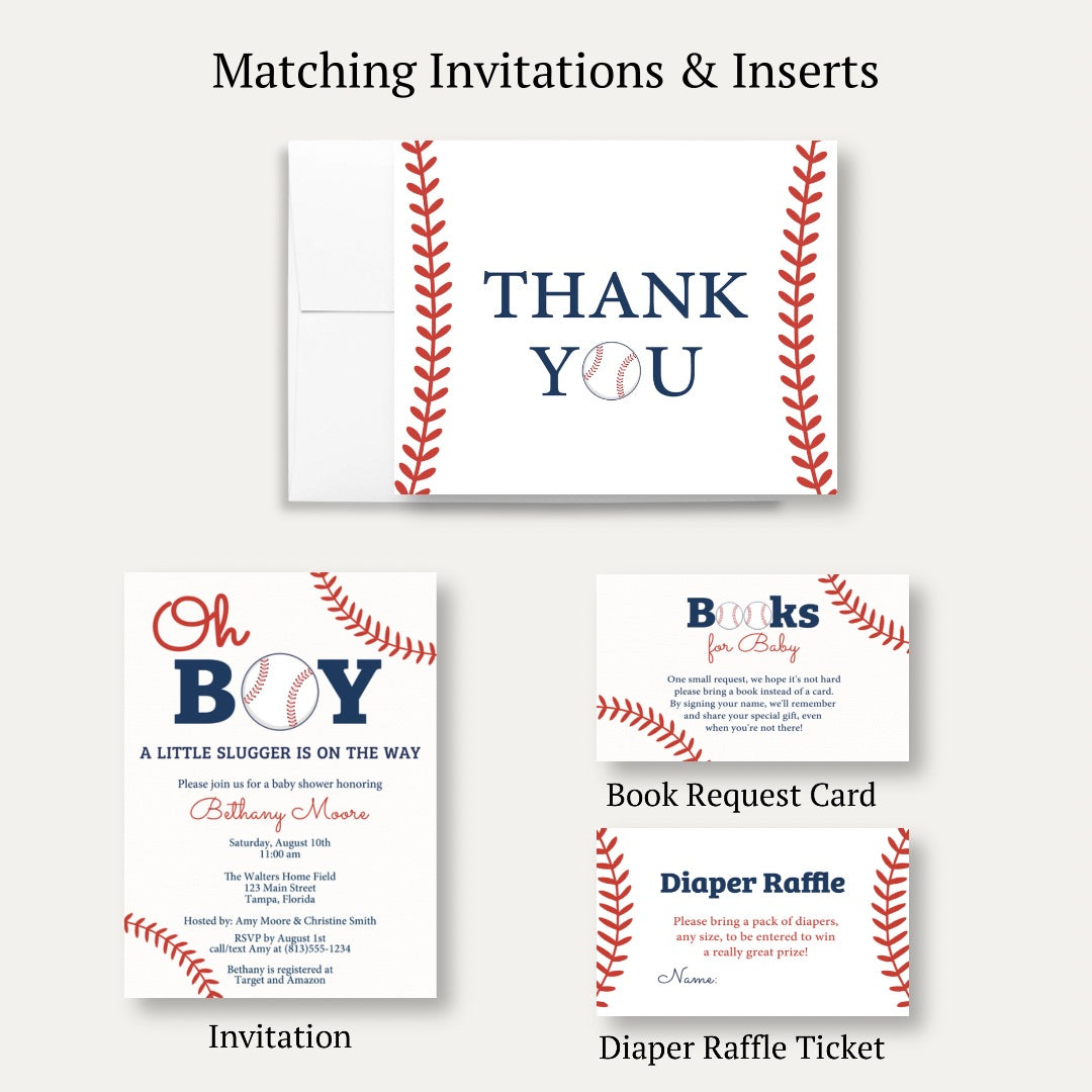 Baseball Baby Shower Thank You Card