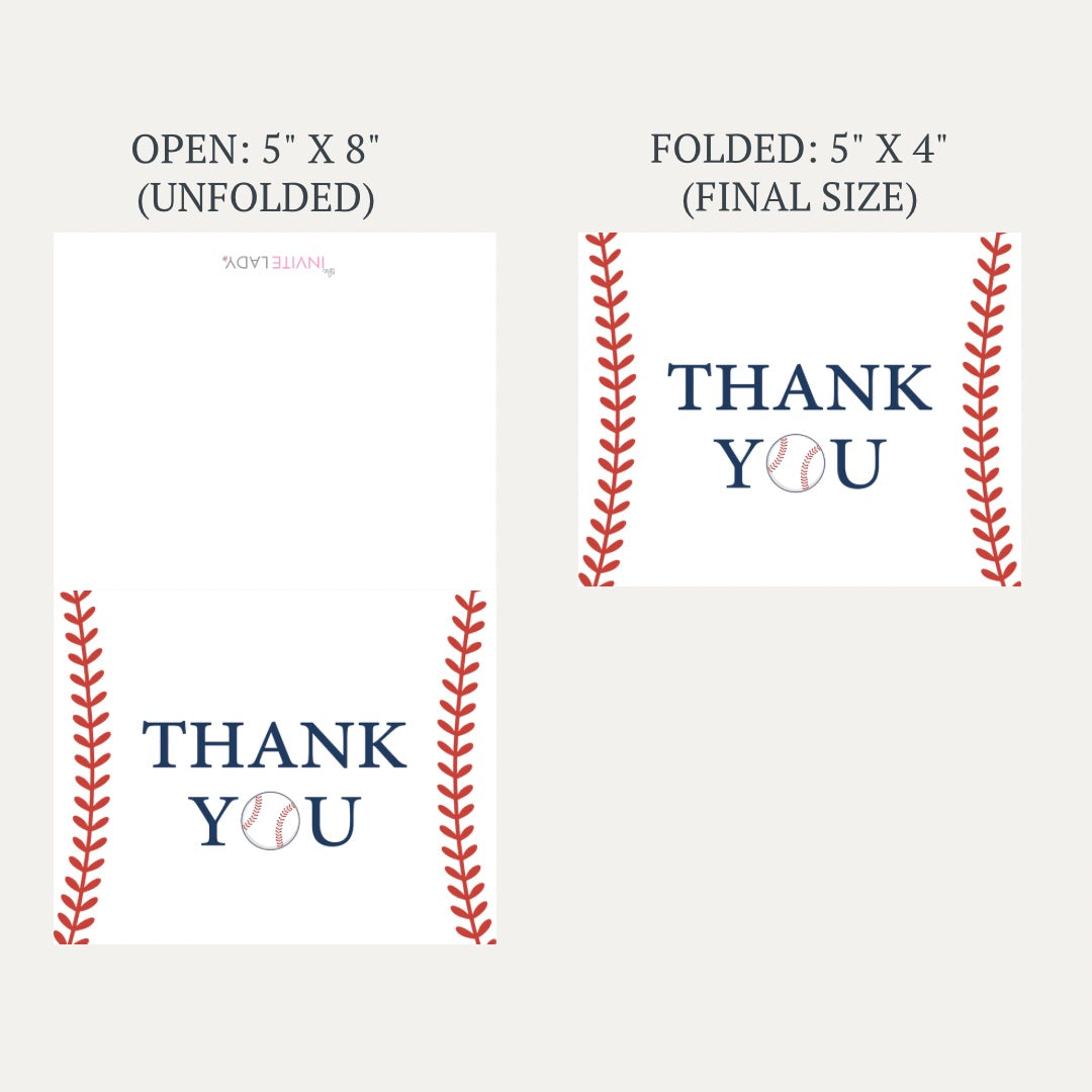 Baseball Baby Shower Thank You Card