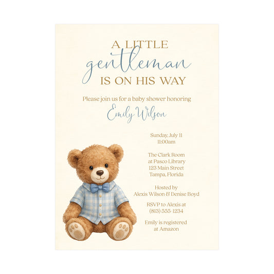 A Little Gentleman Baby Shower Invitation