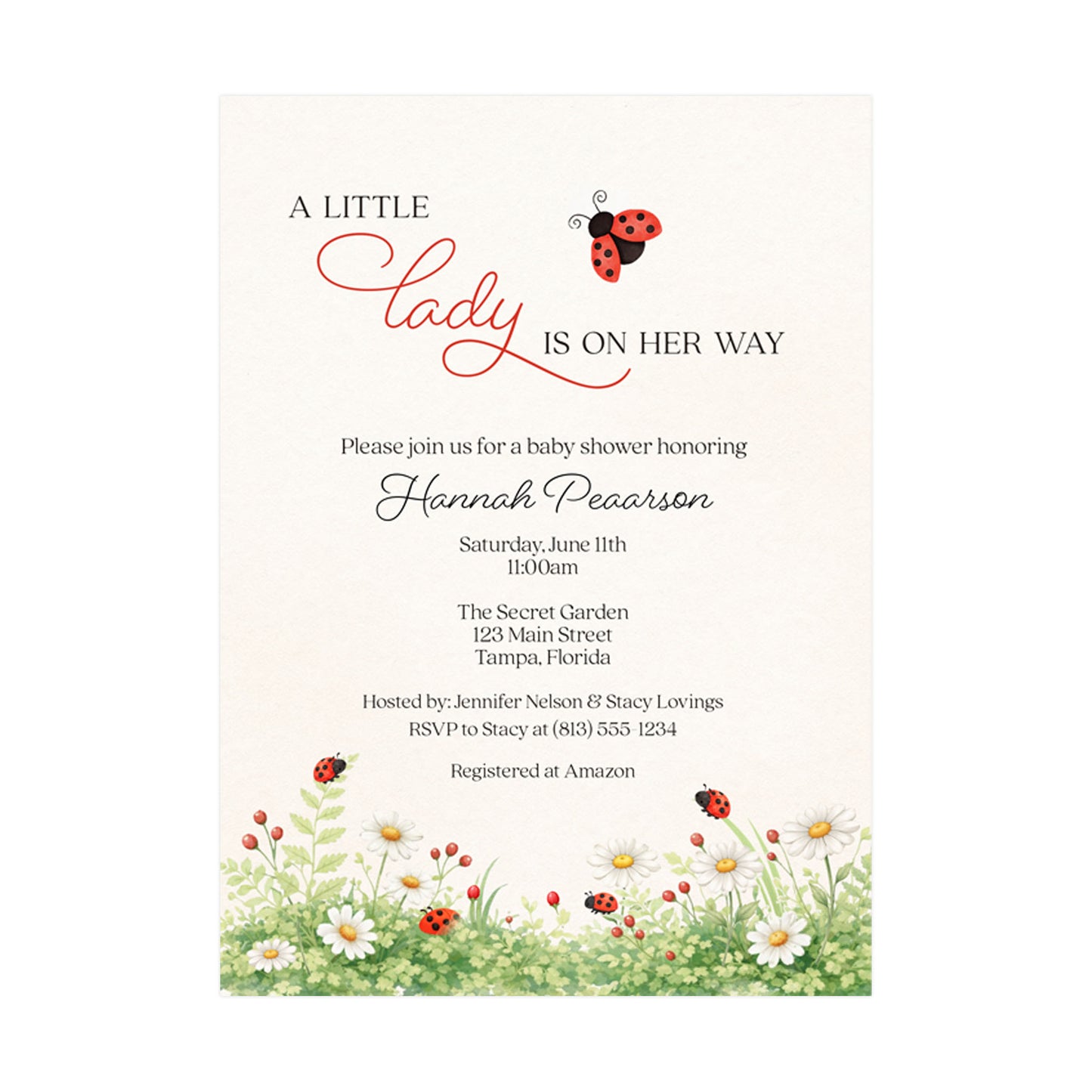 Ladybug Baby Shower Invitation