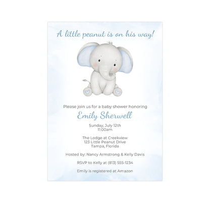 Watercolor Elephant Baby Shower Invitation