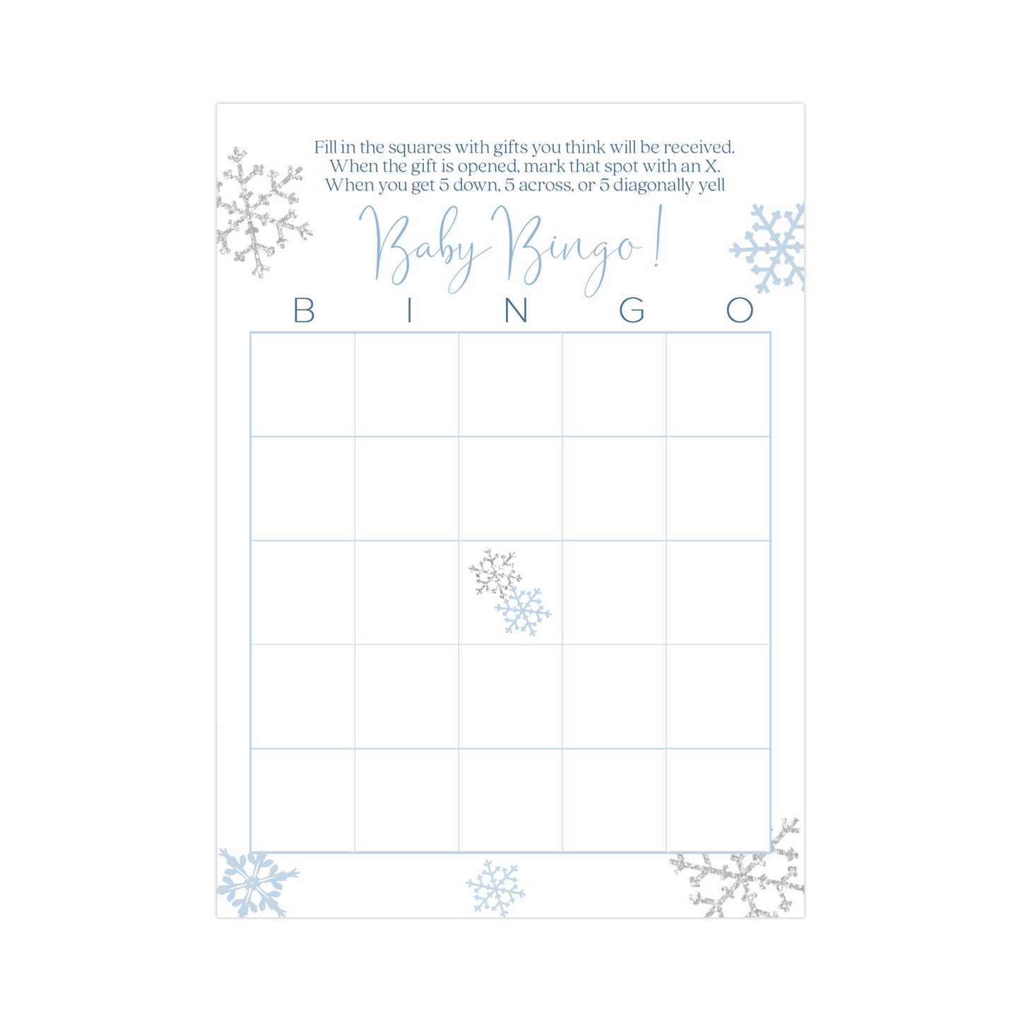 Little Snowflake Bingo Card