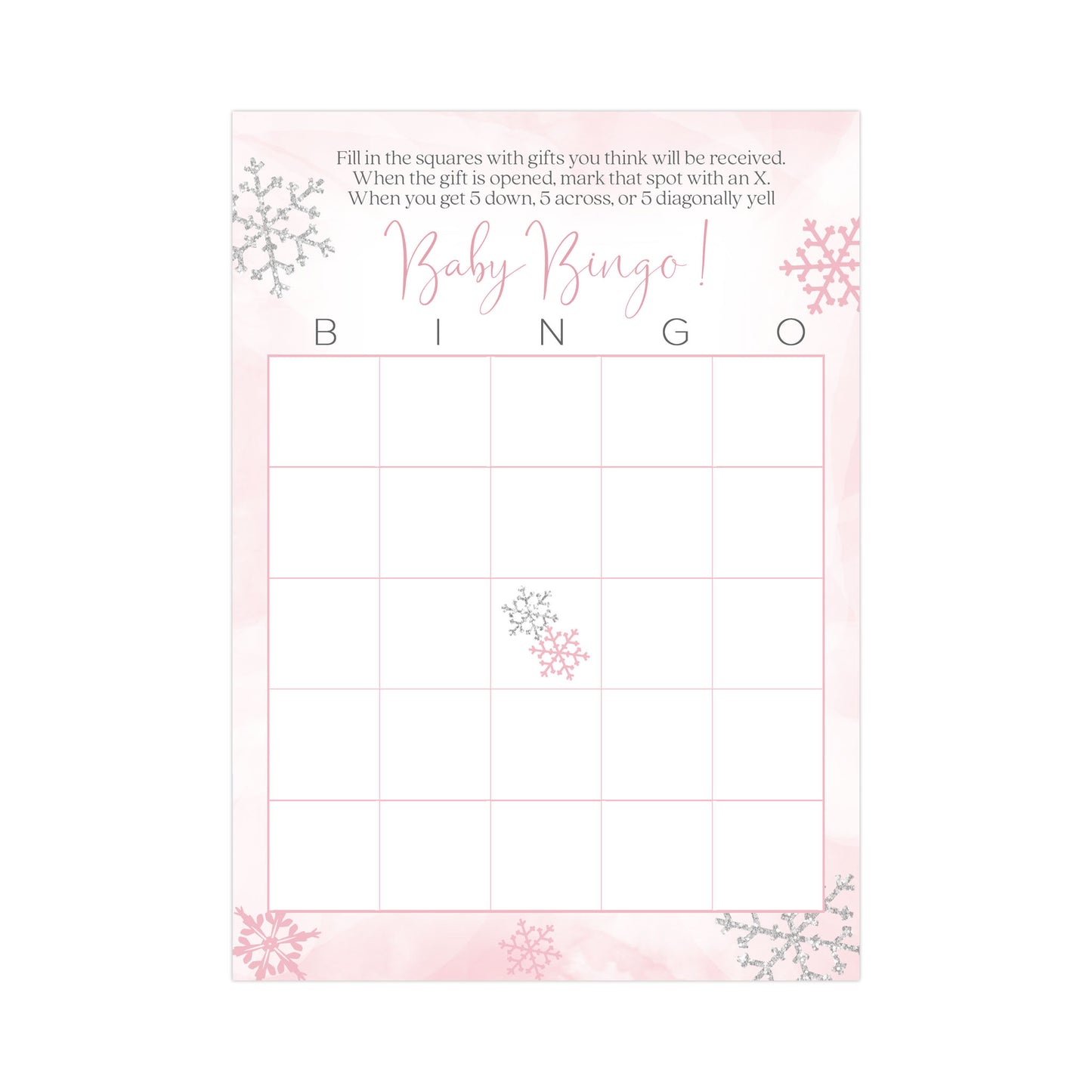 Little Snowflake Bingo Card