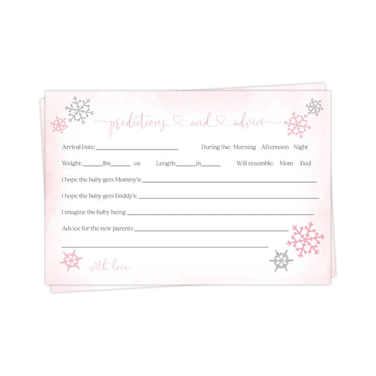 Little Snowflake Baby Shower Predictions Card