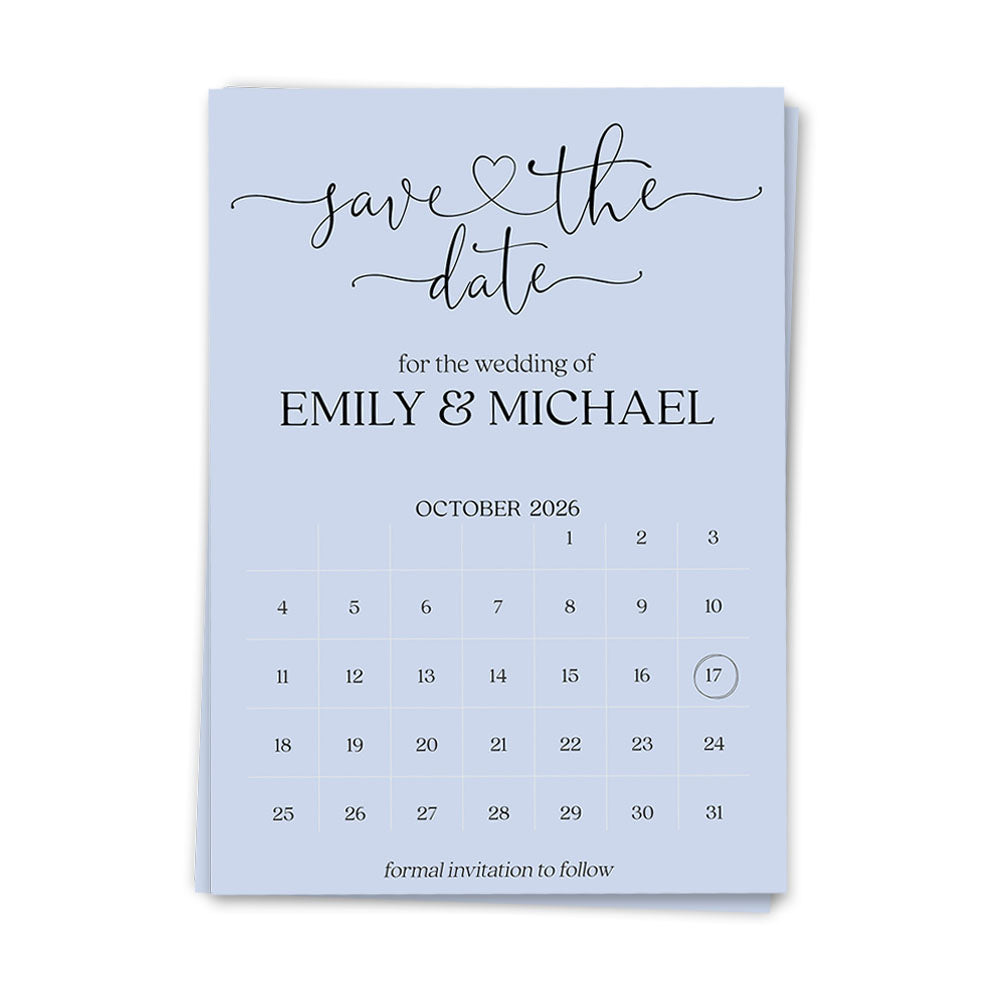 Calendar Save the Date Cards - Blue