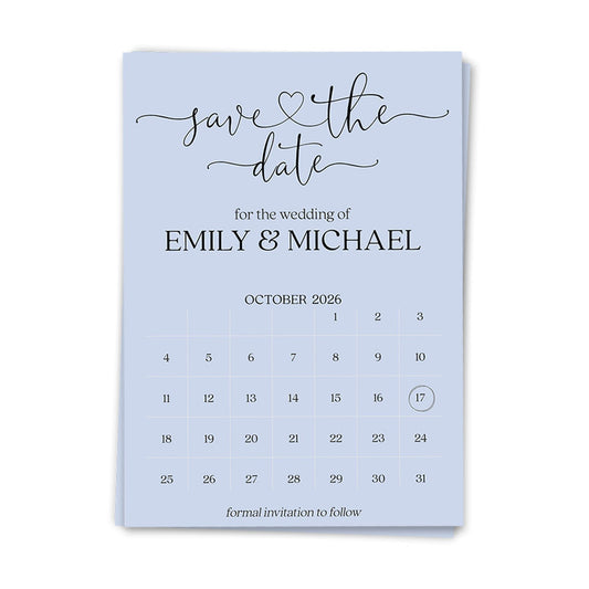 Calendar Save the Date Cards - Blue