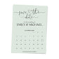 Calendar Save the Date - Sage Green
