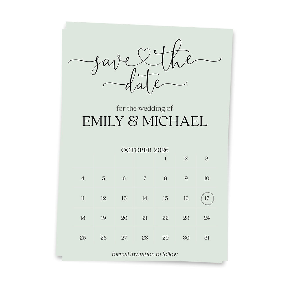 Calendar Save the Date - Sage Green