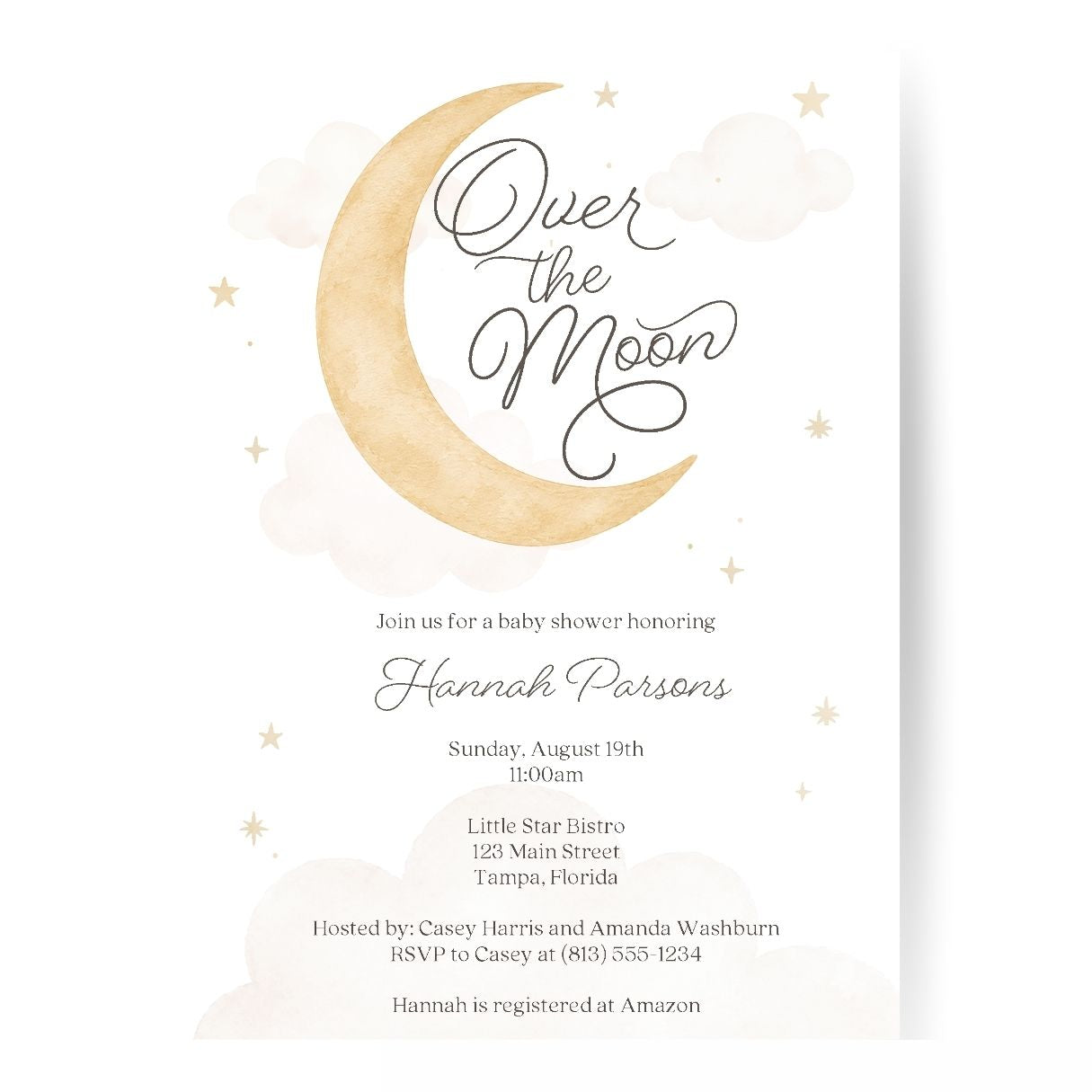 Over the Moon Neutral Baby Shower Invitations
