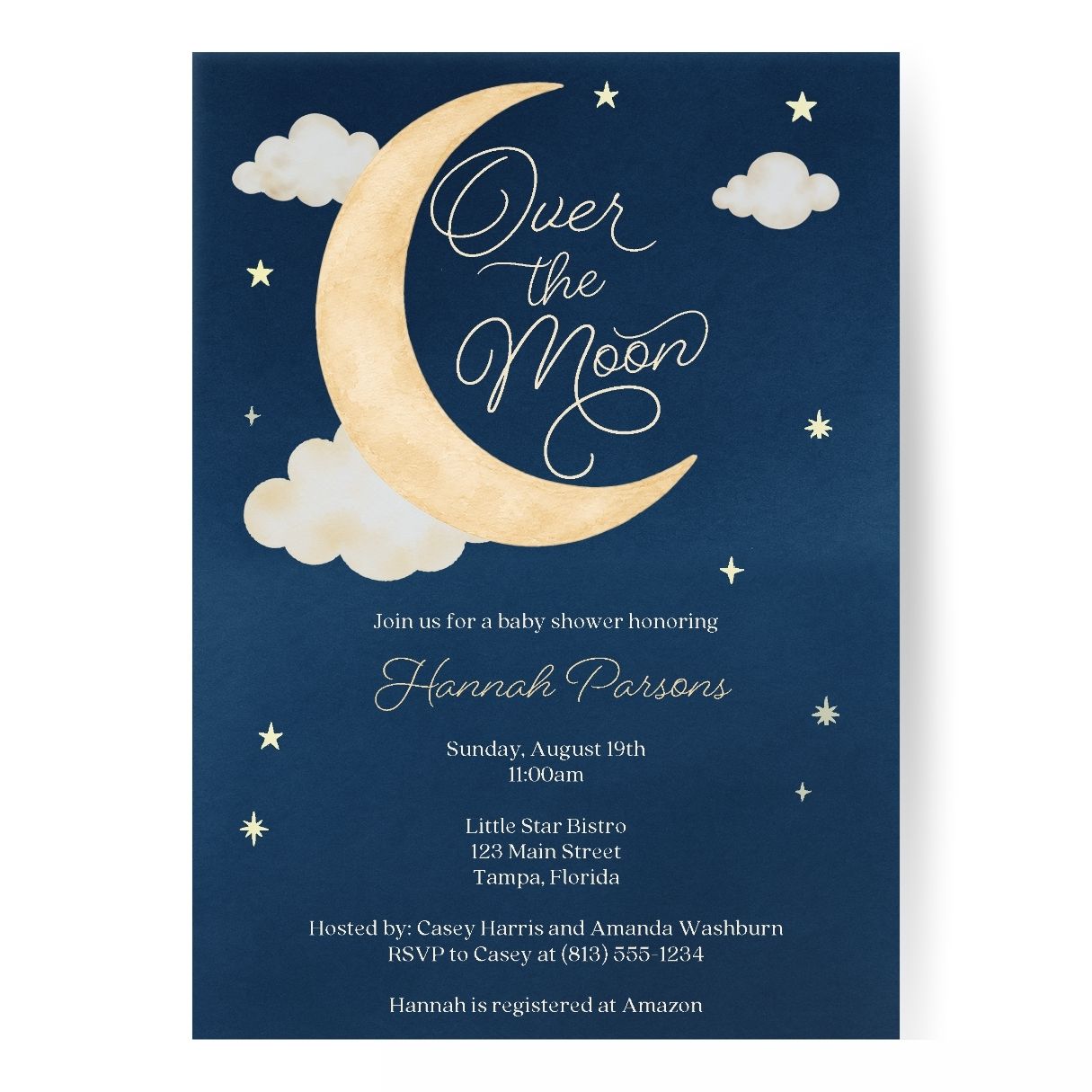 Over the Moon Baby Shower Invitation