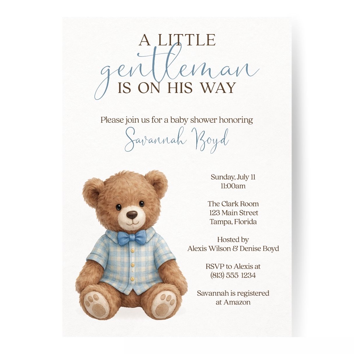 A Little Gentleman Baby Shower Invitation