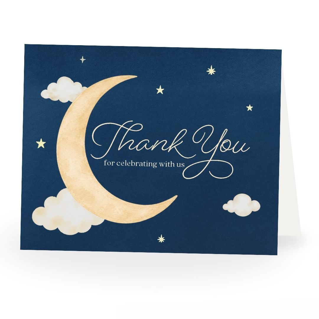 Over the Moon Baby Shower Thank You Card