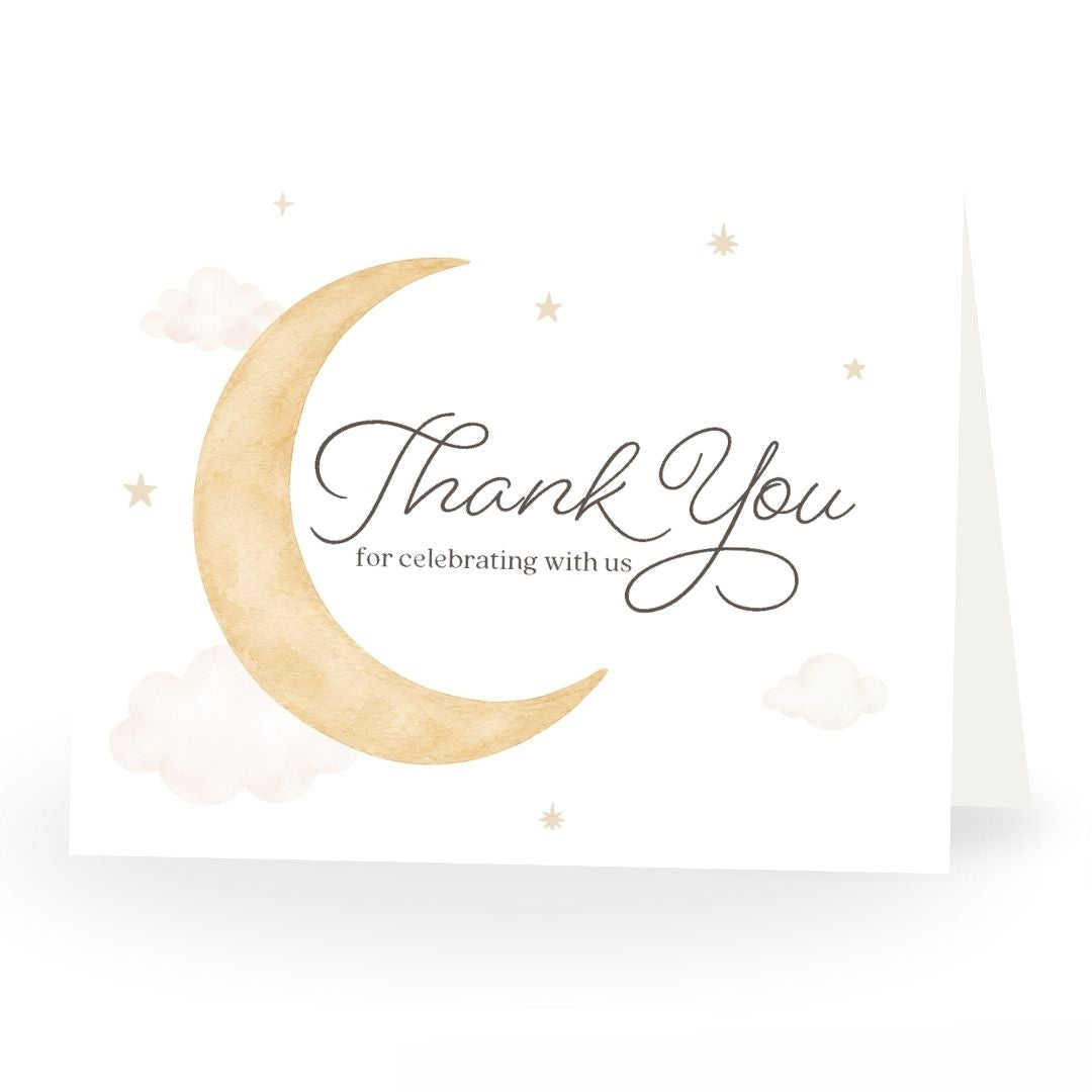 Over the Moon Neutral Baby Shower Thank You Card