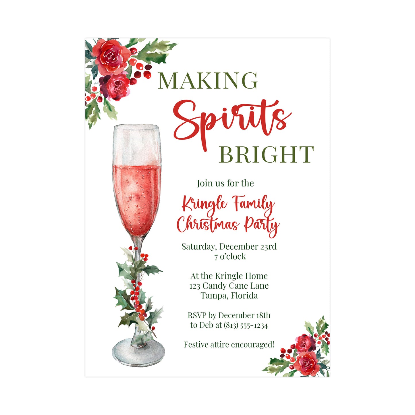 Making Spirits Bright Christmas Party Invitation